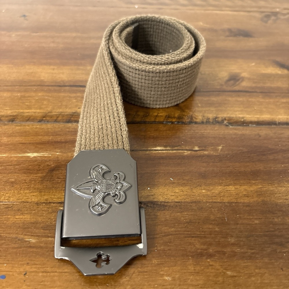 Boy Scouts Scout America Adjustable Youth Belt BSA Logo Buckle 32" Olive Green